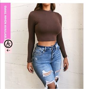 Abby Long sleep mocha crop top • ootdfash